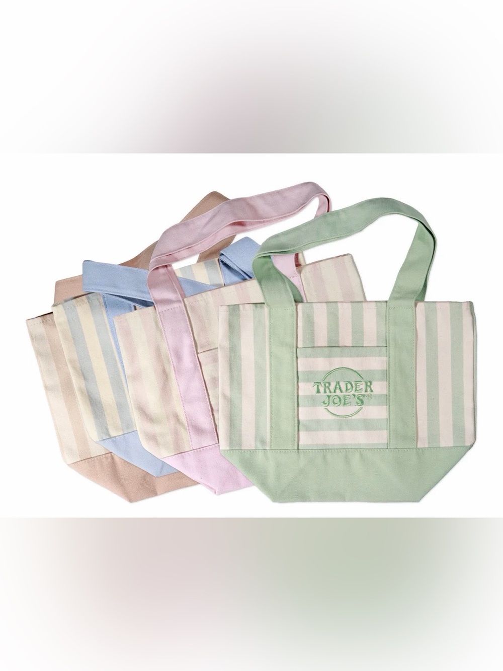 Set of 4 - TJs Pastel Striped Mini Canvas Totes